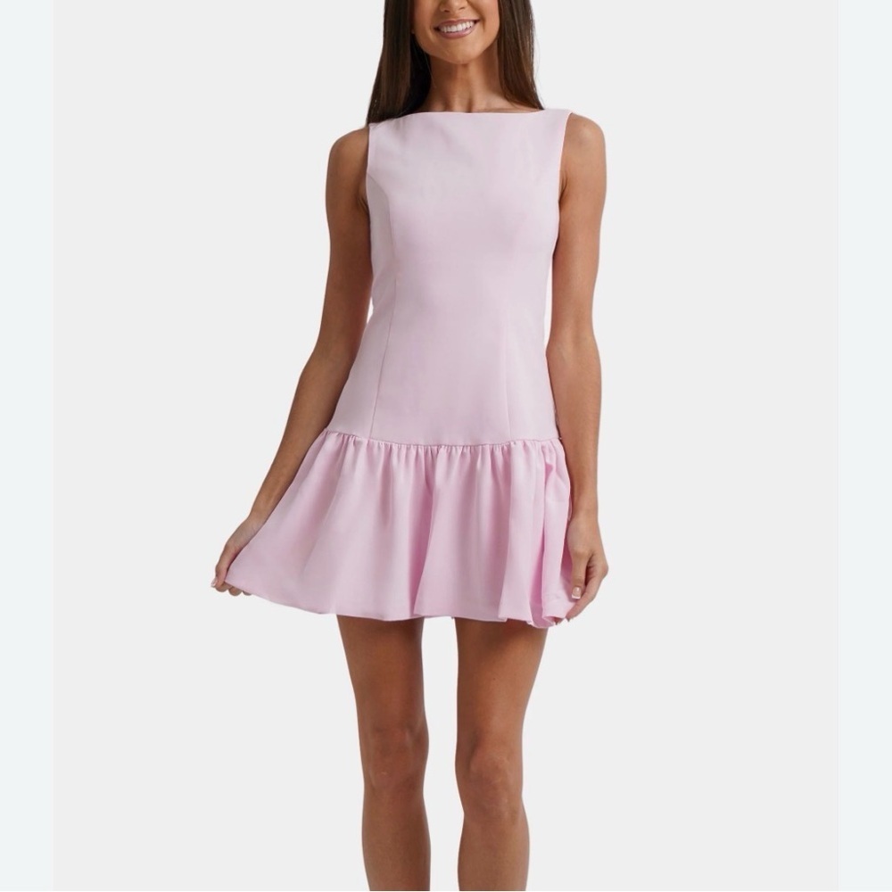 Amanda Uprichard Katina Dress Medium Drop Waist Flounce Racerback Rose Mauve